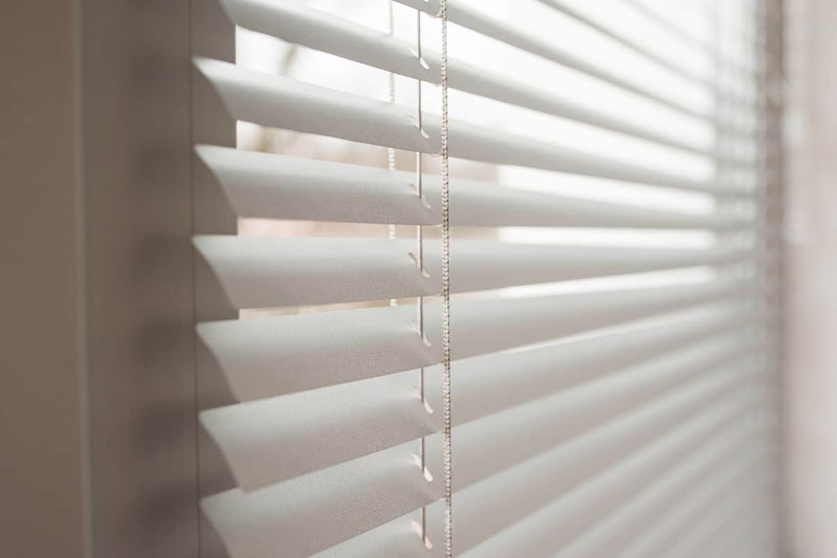 White metal blinds in the office.