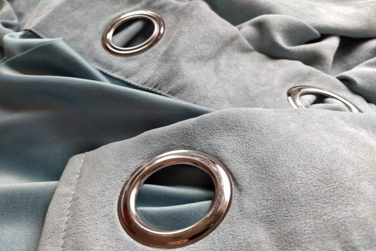 two metal eyelets on gray-blue velvet curtains, How To Remove Metal Eyelets From Curtains