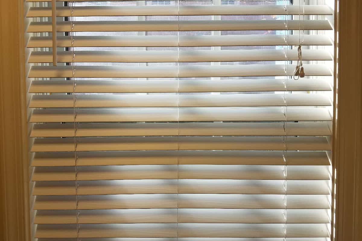 Blinds on a window that are almost closed