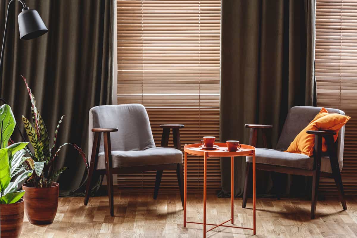 photo of a dark wood trim room design modern and minimalist room ideas