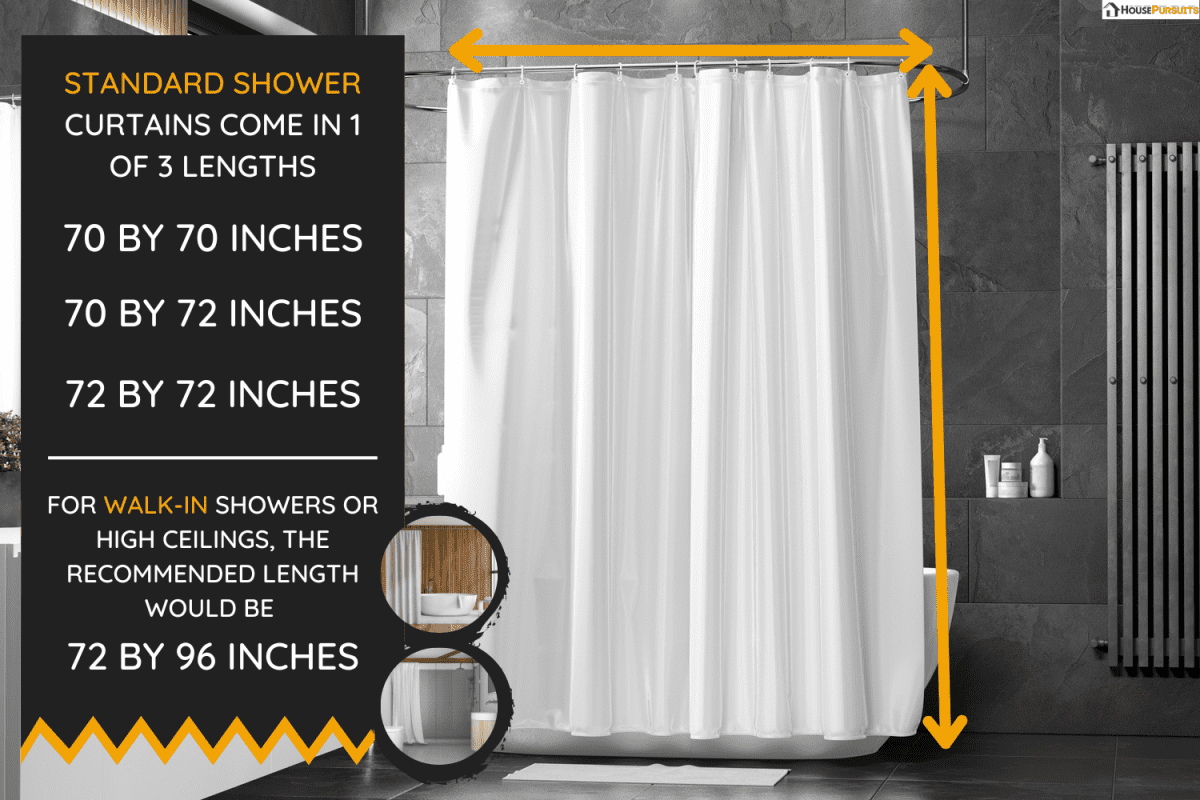 Blank white closed shower curtain mock up, front view,. Empty toilet apartment with bath curtain mockup. Screen blind slip in indoor furniture template. - Do Shower Curtains Come In Different Lengths [And What Is Right For You]